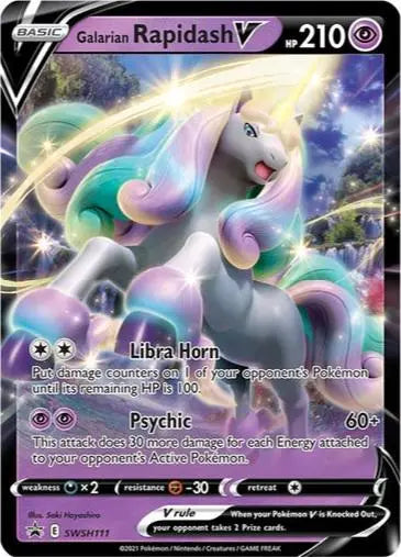 Galarian Rapidash V SWSH111 Holo Pokemon Black Star Promo Braspill AS