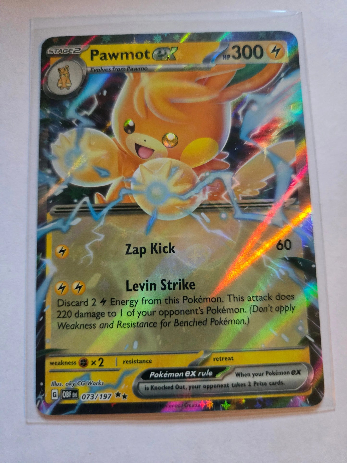 Pawmot ex 073/197 Obsidian Flames Pokemon Card English Near Mint Braspill AS