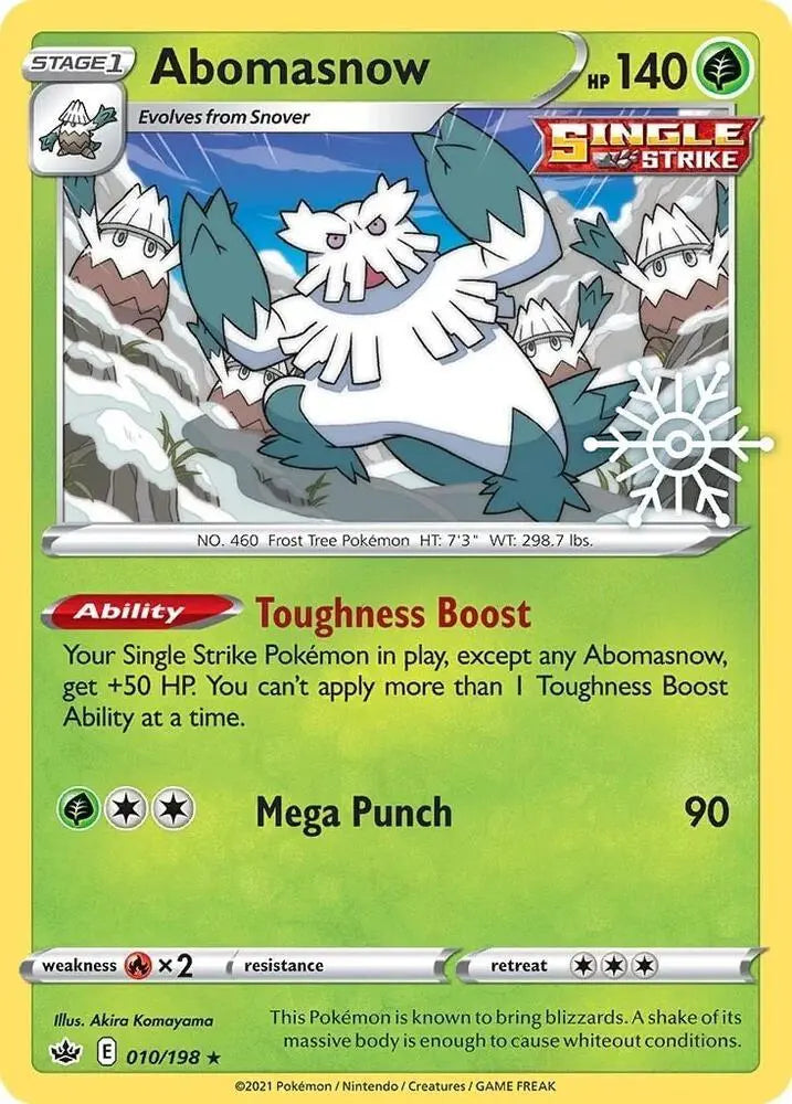 Pokemon Abomasnow Chilling Reign 010/198 Holo Snowflake Stamp Calendar 010/198 Braspill AS