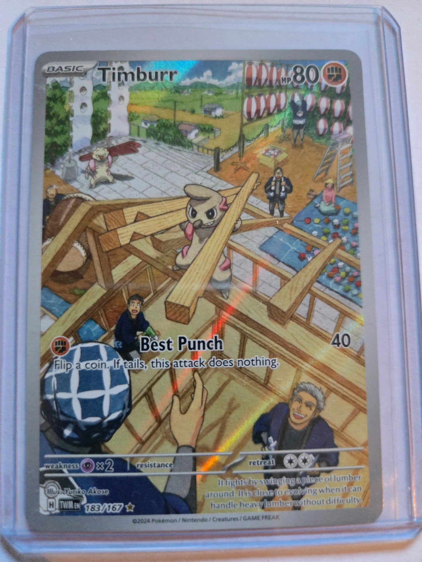 Timburr Holo Pokemon Card 183/167 Sv06: Twilight Masquerade Braspill AS