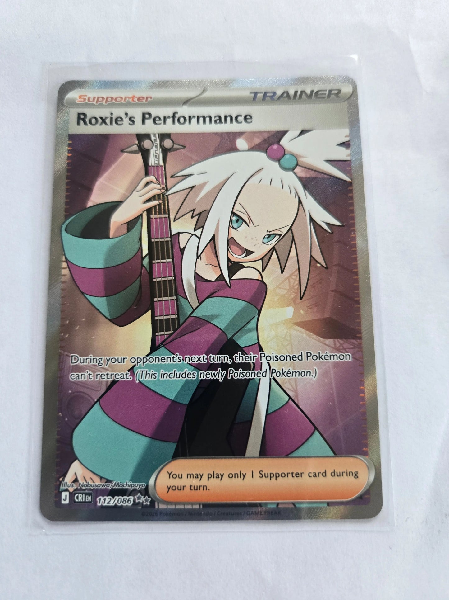 Roxie's Performance 112/086 Ultra Rare Holo Chaos Rising Pokemon Braspill AS