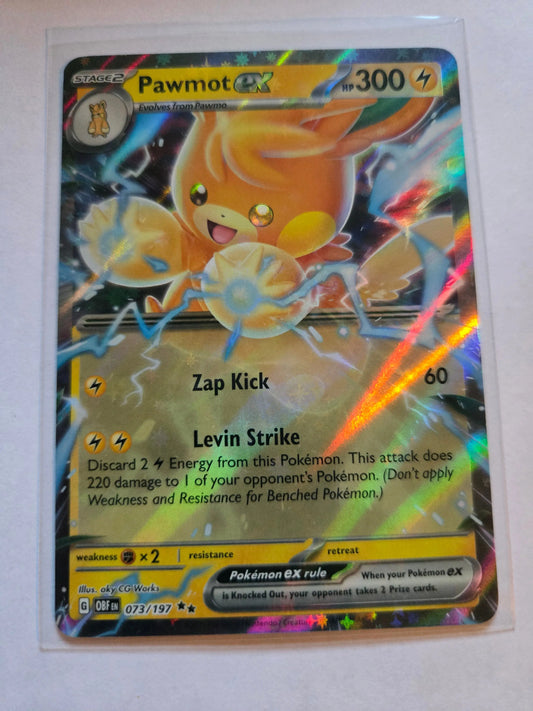 Pawmot ex 073/197 Obsidian Flames Pokemon Card English Near Mint Braspill AS