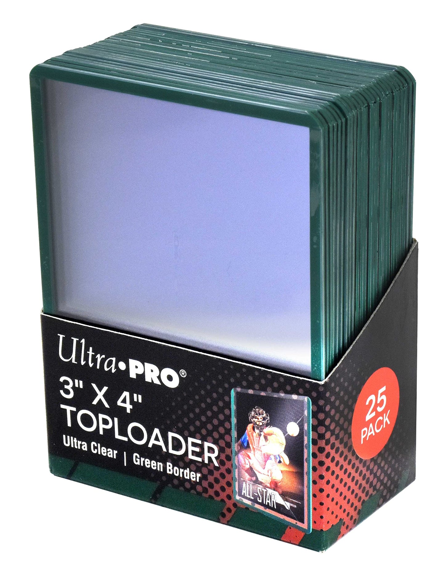 Ultra Pro Toploaders (25 stk) – Green Border (Grønn Kant) 3" x 4"