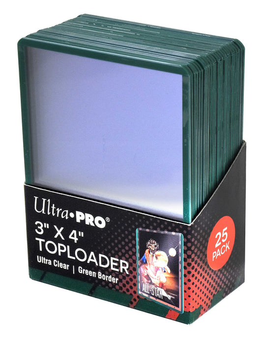 Ultra Pro Toploaders (25 stk) – Green Border (Grønn Kant) 3" x 4"