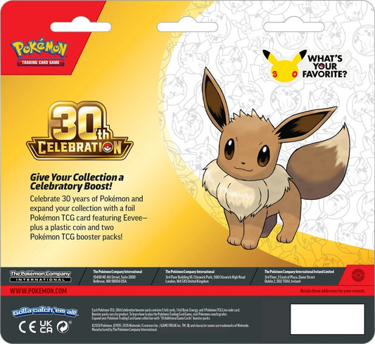 [Forhåndsbestilling] Pokemon Blister Pack - Mega Evolution: 30th Celebration - 2-Pack Blister Collection: Eevee (2 Boosters) *Risk of allocation* Braspill AS