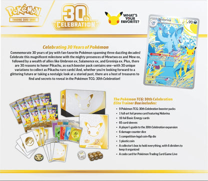[PREORDER] Pokemon Mega Evolution: 30th Celebration - Elite Trainer Box (Nidorina) - Boks med 9 Boosters, Promokort & Tilbehør *Risk of allocation* maks 1 pr person/adresse Braspill AS