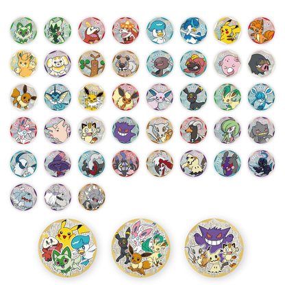 Forhåndssalg ventes inn 29 april Pokemon Gem Pack Badge Set