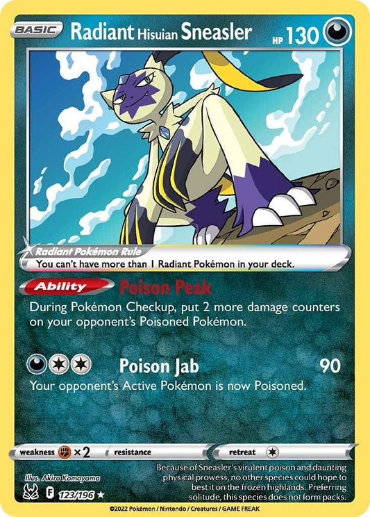 RADIANT HISUIAN SNEASLER 123/196 LOST ORIGIN POKEMON (HOLO