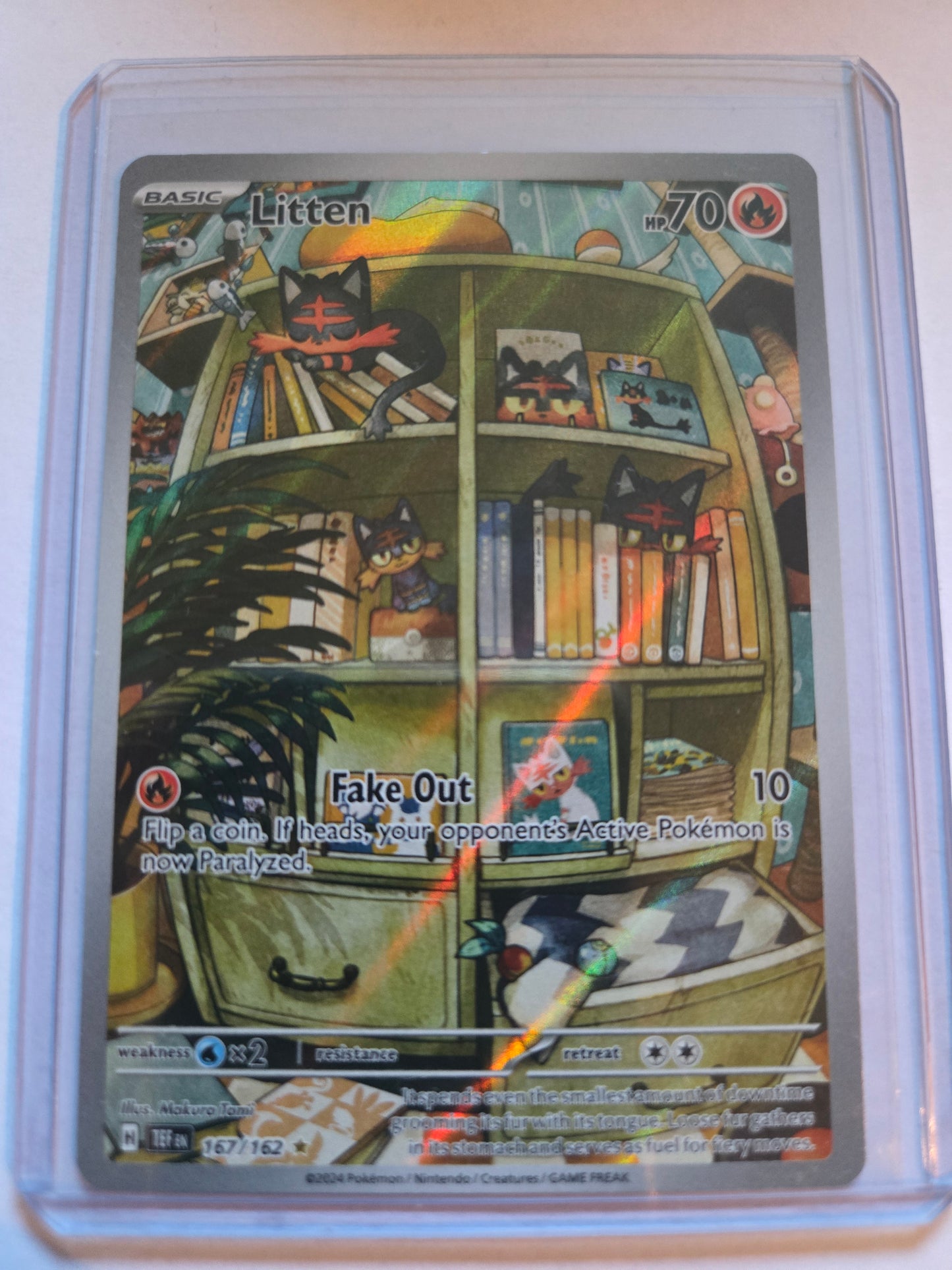Pokemon TCG Litten 167/162 Temporal Forces Illustration Rare Full Art Holo Eng 167/162