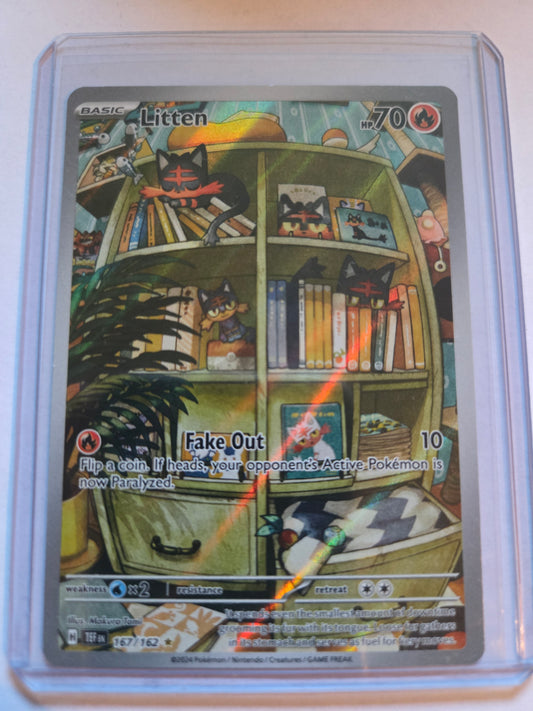 Pokemon TCG Litten 167/162 Temporal Forces Illustration Rare Full Art Holo Eng 167/162